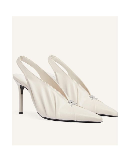 Courreges White Draped Faux Leather Slingbacks