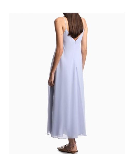 Emporio Armani White Spaghetti-Strap Midi Dress