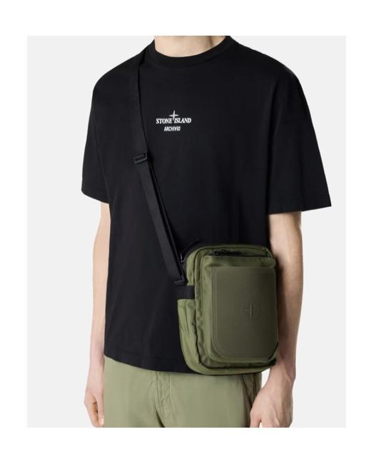 Stone Island Green Zip-Fastening Cross Body Bag for men