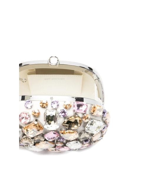 Self-Portrait White Embellished Top Handle Clutch Bag
