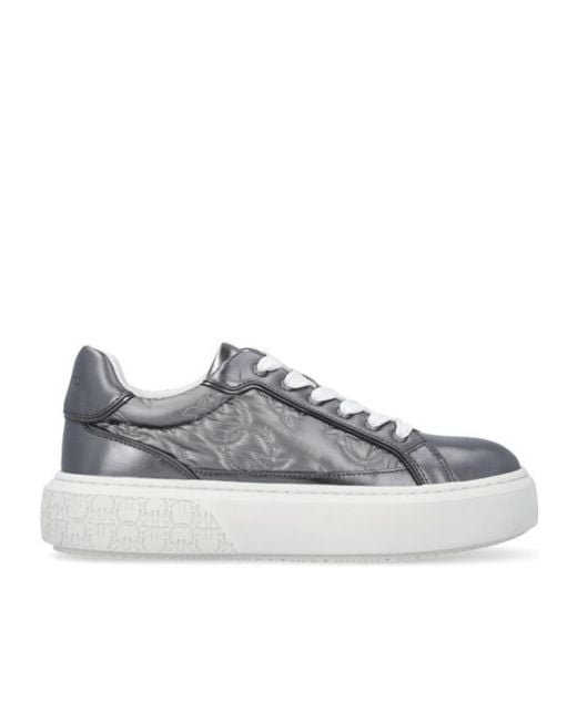 Pinko Gray Metallic Platform Sneakers