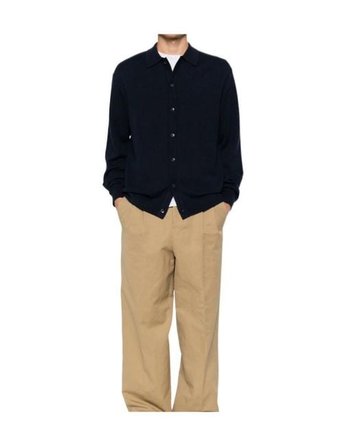 7 For All Mankind Blue Button-Up Long-Sleeve Shirt for men