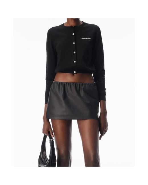 Alexander Wang Black Logo-Embellished Crewneck Cardigan