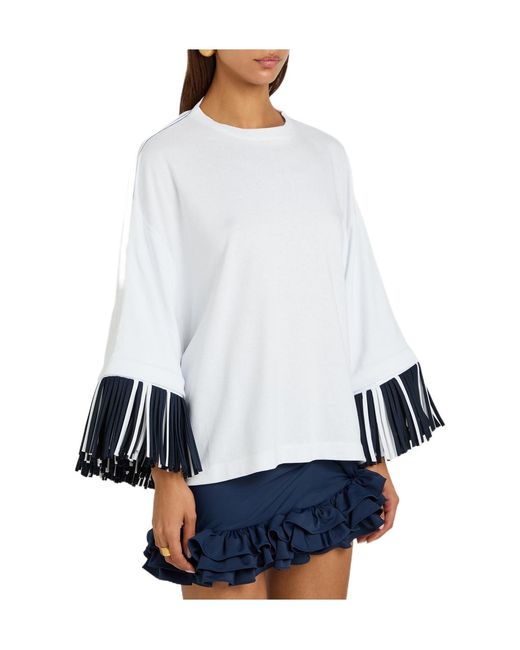 Jacquemus White Fringed Long-Sleeve Cotton T-Shirt