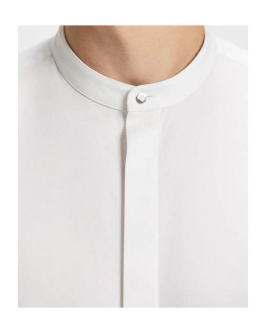 Boss White Mandarin Collar Shirt for men