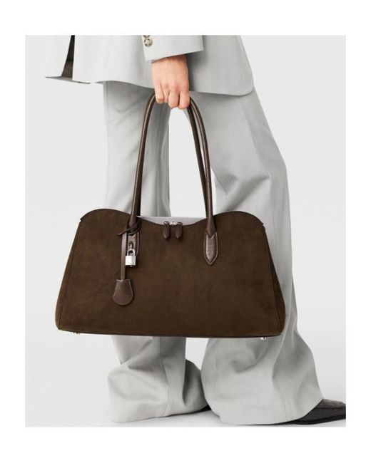 Stella McCartney Brown Ryder Padlock Detailed Shoulder Bag