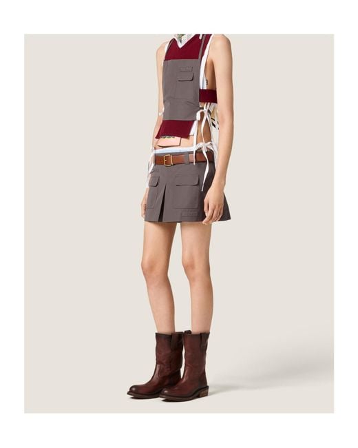 Miu Miu Brown Poplin Mini Skirt