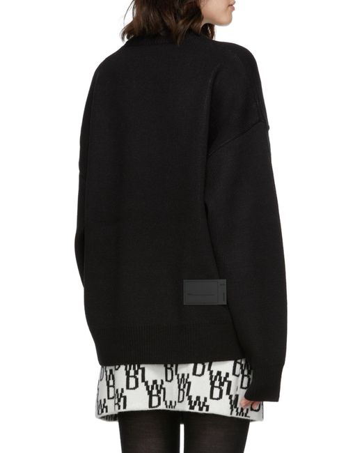 we11done Black Logo-Intarsia Crew-Neck Jumper for men