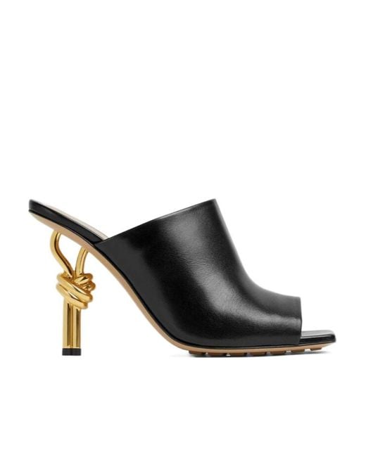 Bottega Veneta Black Knot Squared-Toe Mules