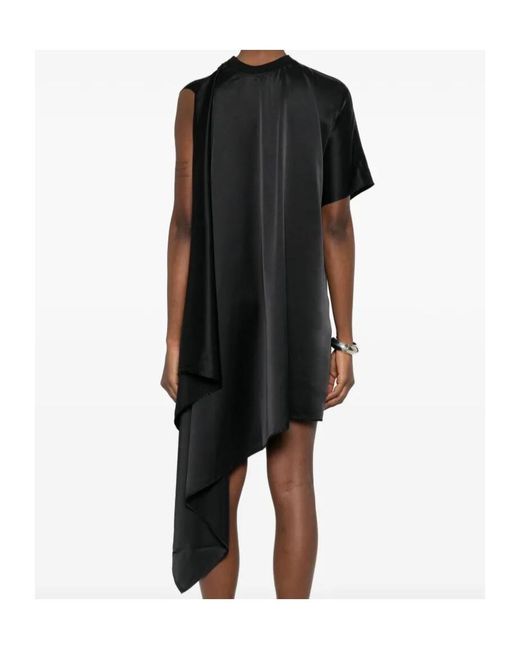 Coperni Black Asymmetric Crew Neck Dress