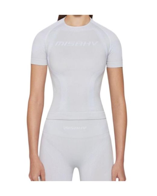 M I S B H V White Fitted Sport T-Shirt