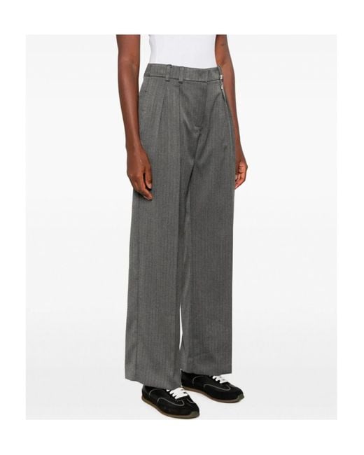 Patrizia Pepe Gray Herringbone Pinstripe Trousers