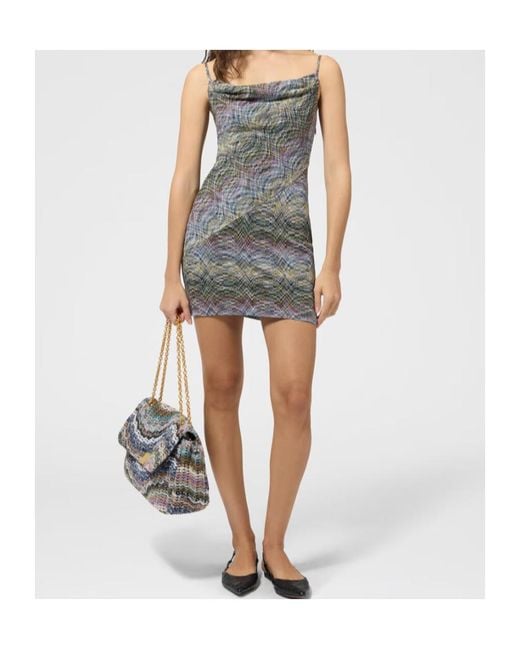 Missoni Gray Zigzag-Knit Cowl-Neck Dress