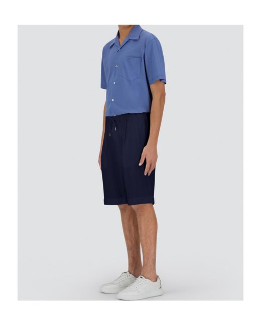 Herno Blue Pleated Drawstring Shorts for men