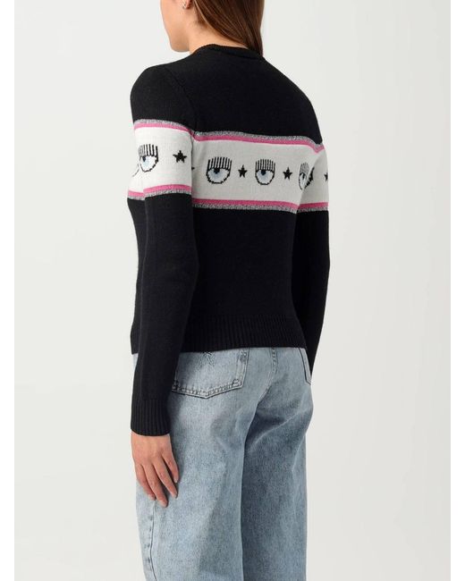 Chiara Ferragni Black Eyelike-Motif Intarsia-Knit Jumper