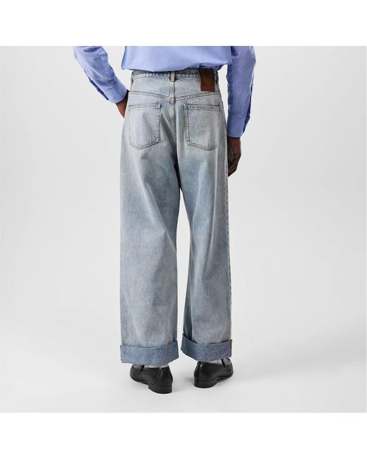 Valentino Blue Wide-Leg Denim Trousers for men
