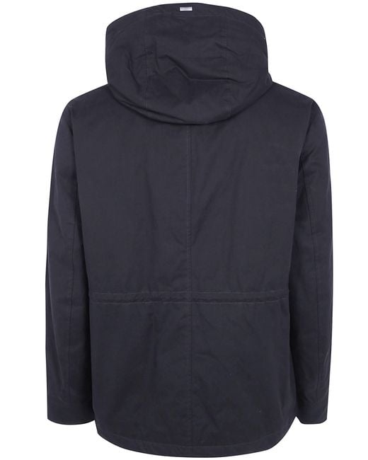 Herno Blue Long-Sleeve Hooded Jacket for men