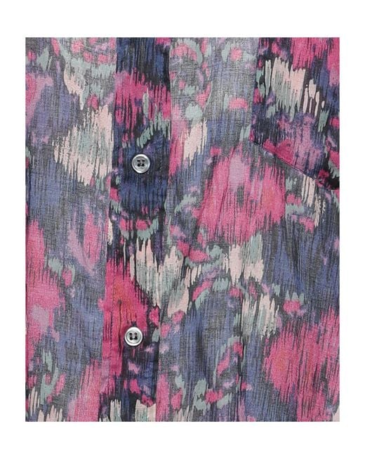 Isabel Marant Purple Multi-Color Woven Long-Sleeve Shirt