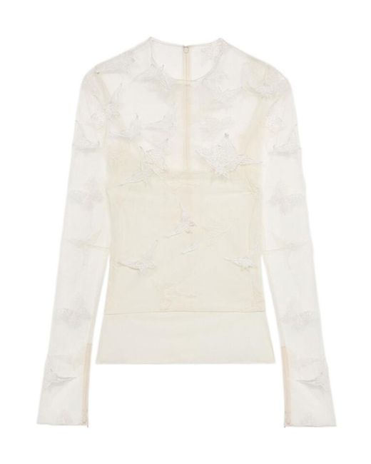 Blumarine White Embroidered-Inserts Blouse