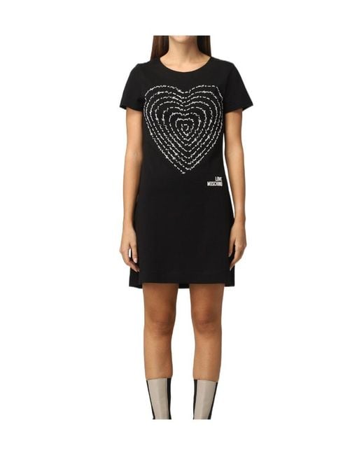 Moschino Black 3D Heart Cotton-Jersey Dress