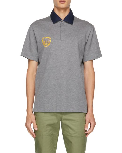 Lanvin Gray Short-Sleeved Lapel Polo Shirt for men