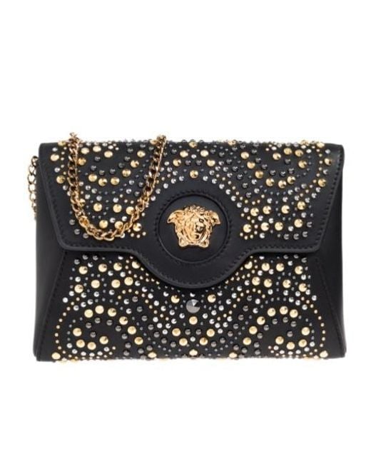 Versace Black Embellished Clutch Bag