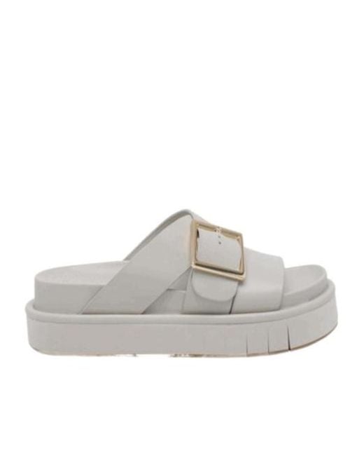 Paloma Barceló Gray Paloma Barceló Platform Buckled Slide Sandals