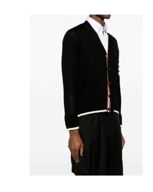 Thom Browne Black Bar V-Neck Cardigan for men