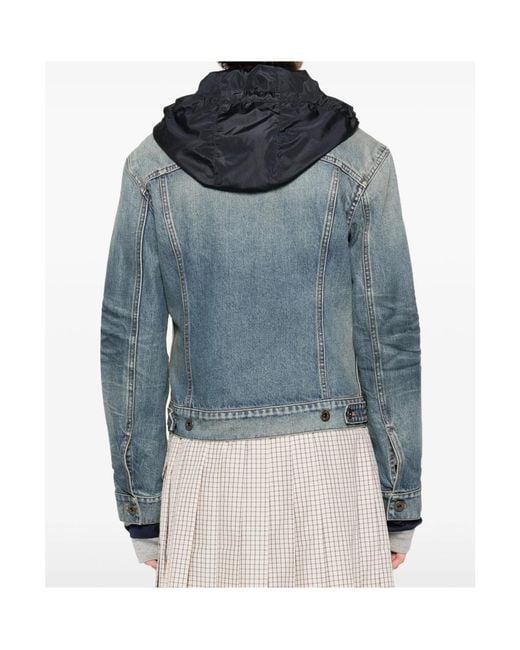 Miu Miu Blue Hooded Denim Jacket