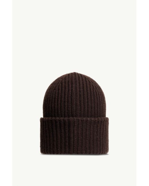 Moncler Brown Logo Patch Ribbed Beanie for men