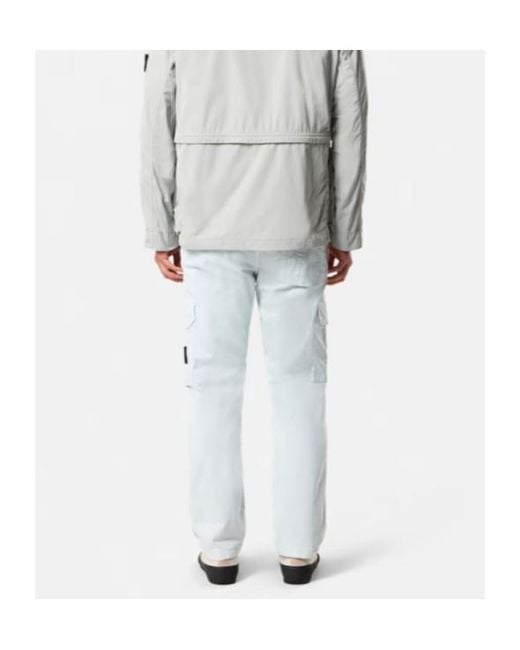 Stone Island White Logo-Patch Cargo Pants for men