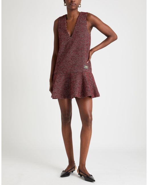 Ganni Purple Leeveless Tweed Dress