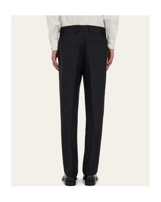 Ferragamo Black Ferragamo Straight-Leg Tailored Trousers for men