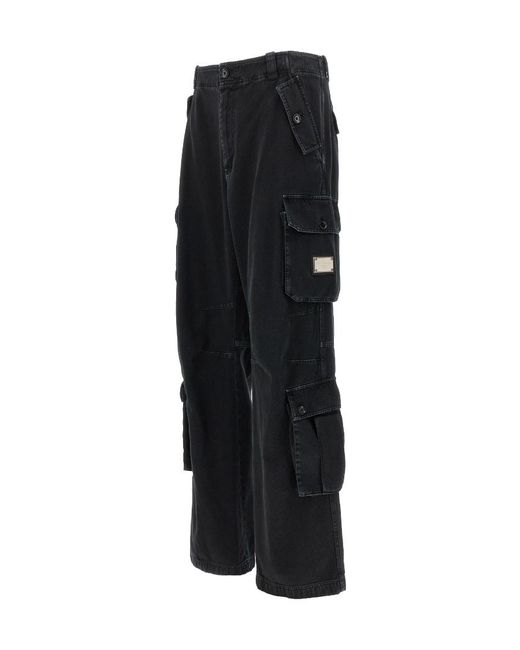 Dolce & Gabbana Black Straight Leg Cargo Jeans for men