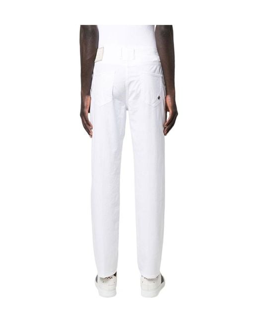 Incotex White Straight Casual Trousers for men
