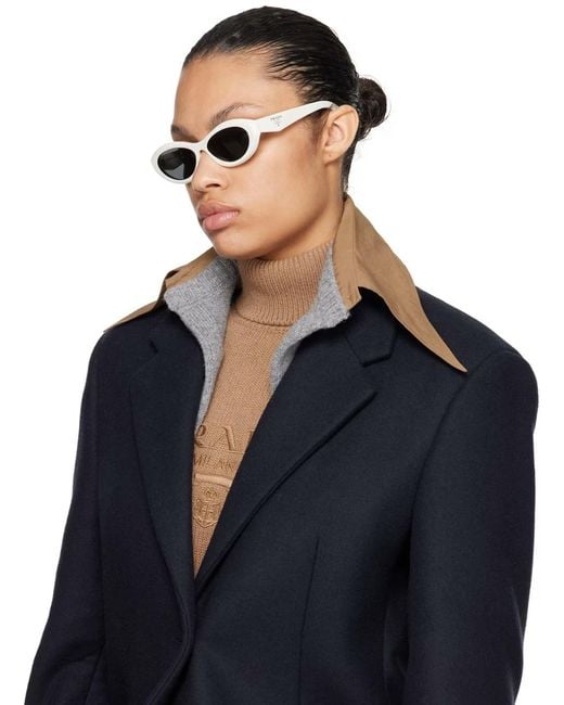 Prada White Eyewear Oval-Frame Sunglasses