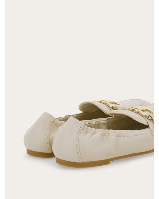 Ferragamo White Stretch Loafers