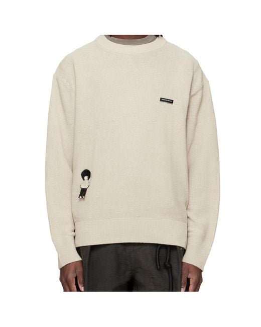 Song For The Mute White Crew-Neck Knit Sweater for men