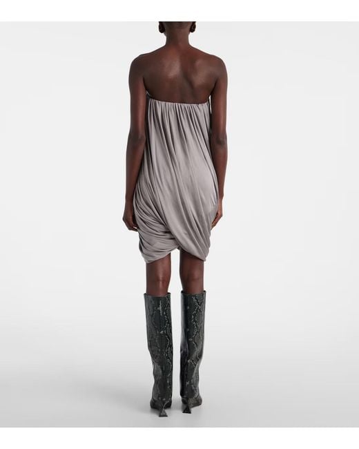 The Attico Gray Draped Jersey Minidress