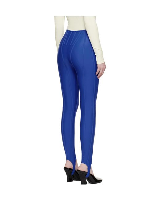 Mugler Blue Body-Fitting Leggings