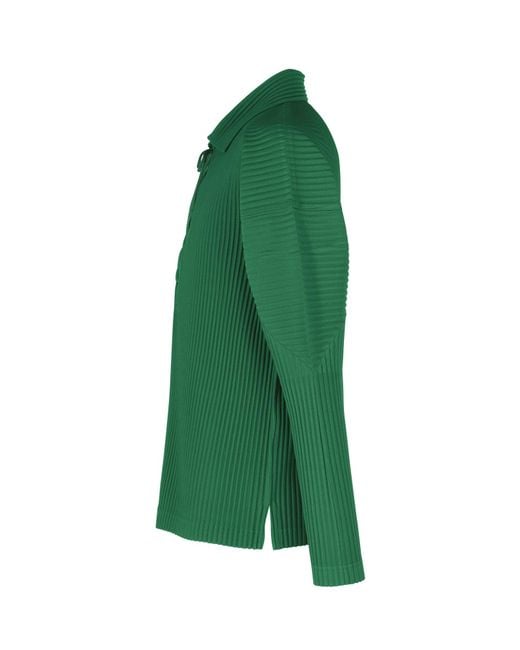 Homme Plissé Issey Miyake Green Lace-Up Pleated Shirt for men