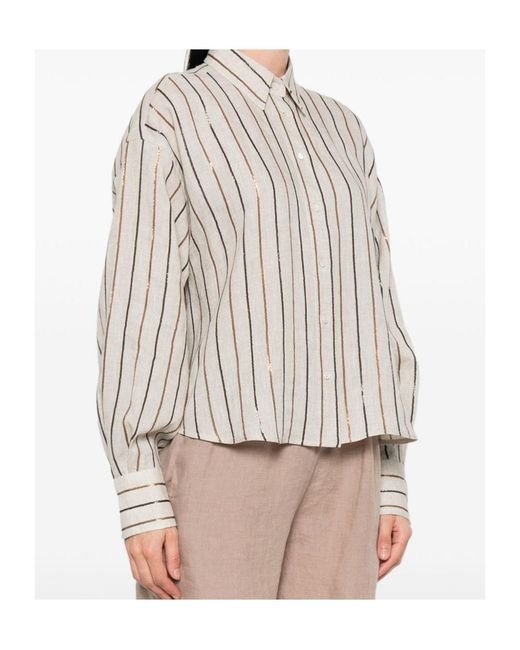 Brunello Cucinelli Natural Striped Shirt