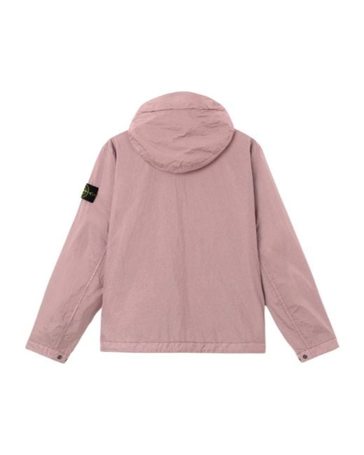Stone Island Pink Logo Patch Hooded Jacket for men