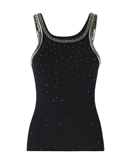Pinko Black Top With Bejewelled Embellishment