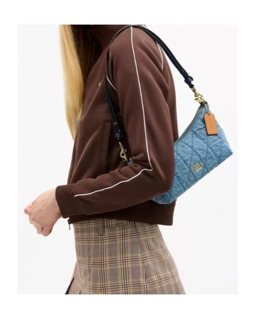 COACH Blue Caitlin Shoulder Bag With Quilting