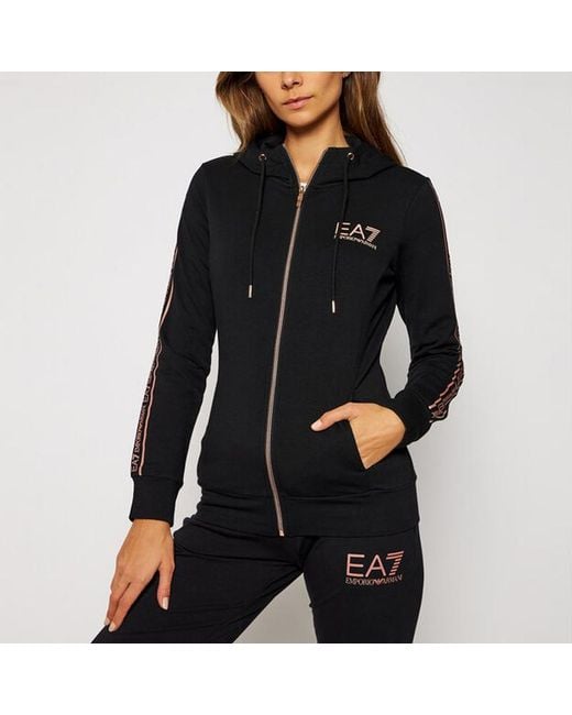 EA7 Black Zip-Through Hooded Jacket
