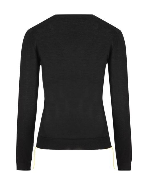 Fendi Black V-Neck Cashmere-Blend Sweater