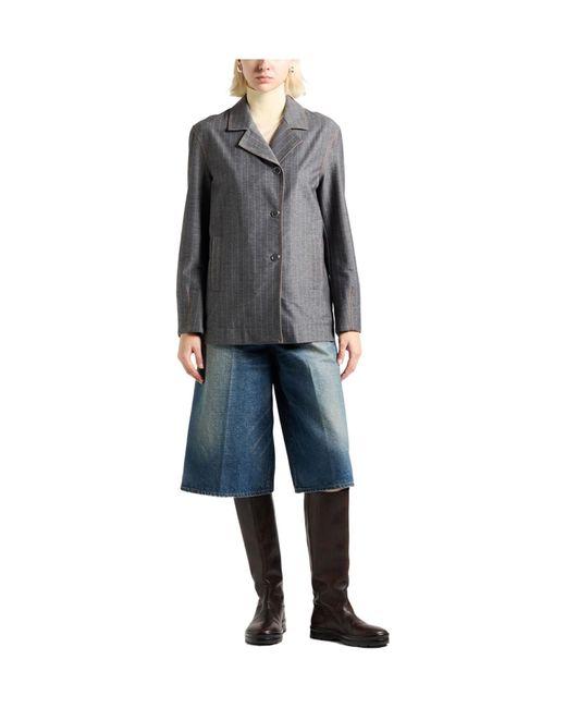 Max Mara Gray Striped Suit Jacket