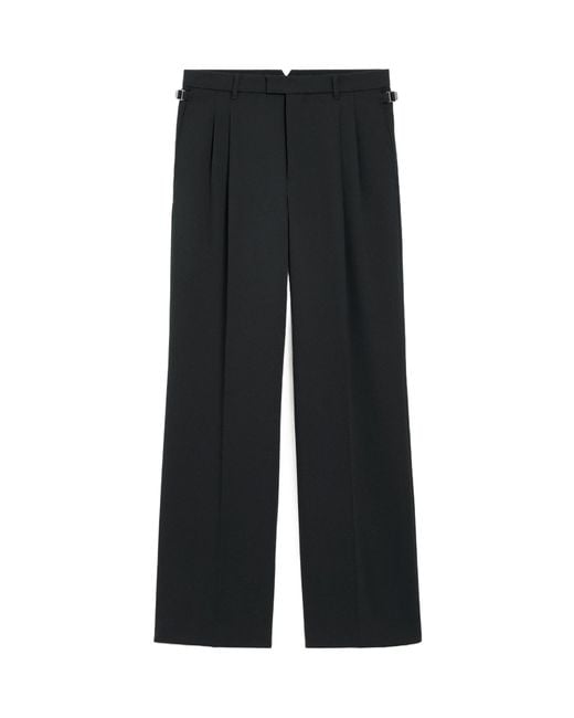 AMI Black Wool Low Waist Wide Pants for men