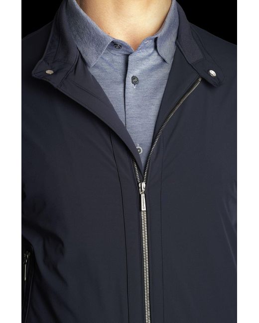 Moorer Blue Long-Sleeved Zipped Bomber Jacket for men